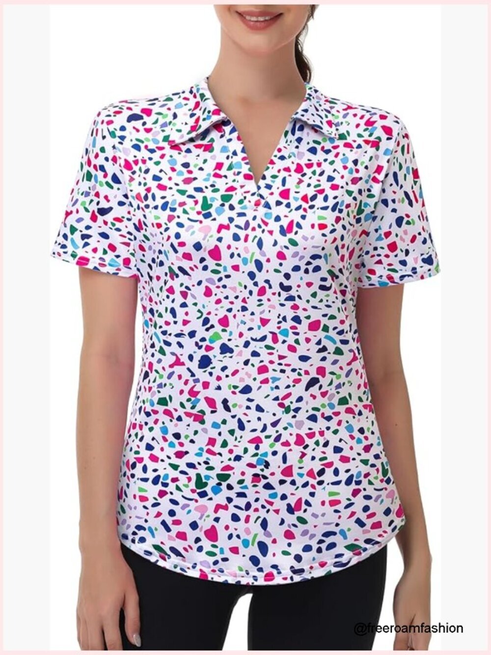 Plus Size V Neck Golf Polo Shirt Moisture Wicking Short Sleeve Top M-4XL